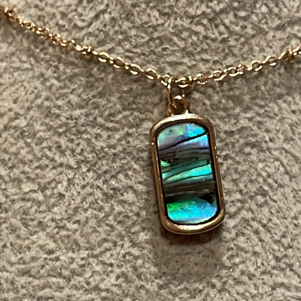Time & True Abalone Gold Pendant 17-20” necklace 1/2” pendant